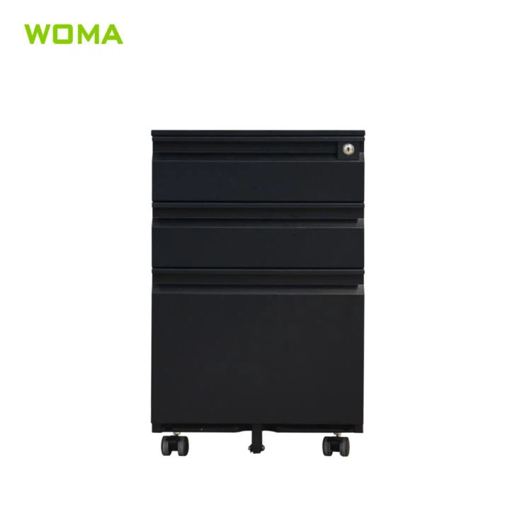 3 Drawer Mobile Pedestal File Cabinet Black
